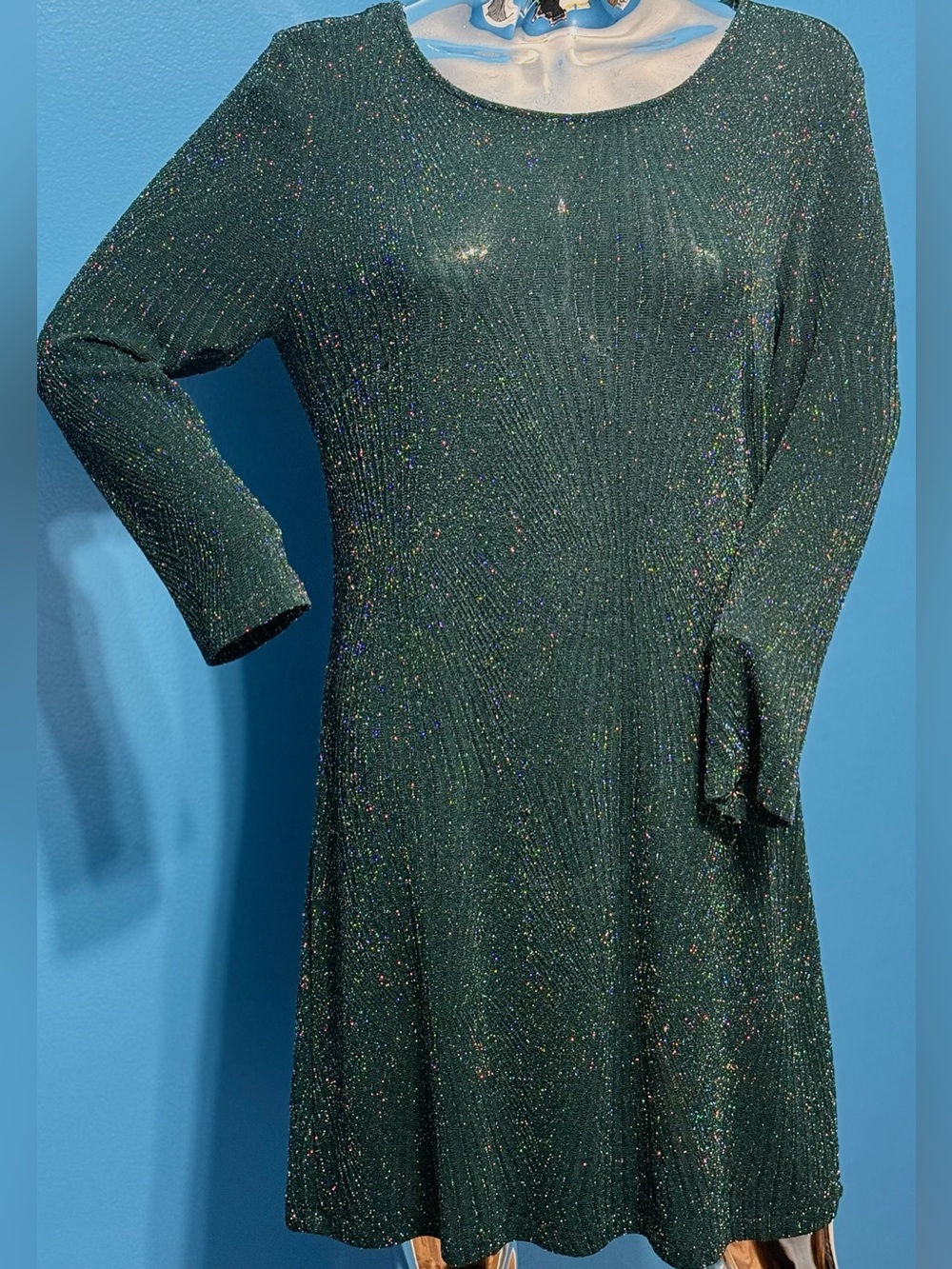 Matix Clothing Company Forest Green Sparkle Long Sleeve Dress